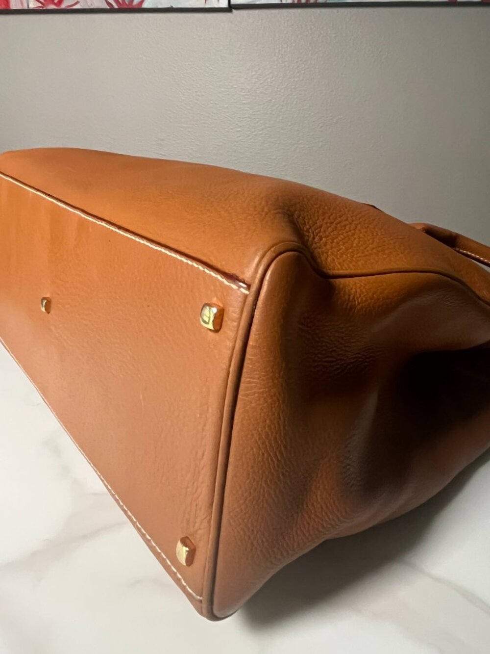Salvatore Ferragamo Gancini Brown Leather Satchel Top Handle Shoulder Bag - Picture 11 of 16